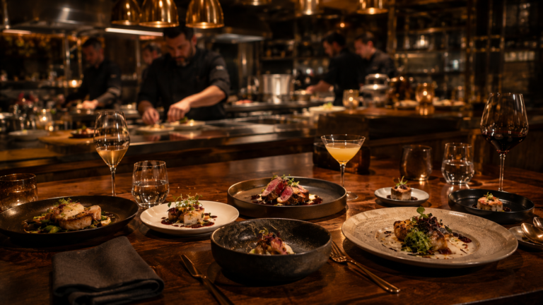 Private chef table dining experience offered at a charity silent auction
