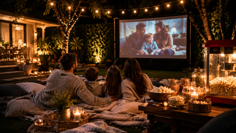Upscale backyard movie night experience package for school and nonprofit auctions